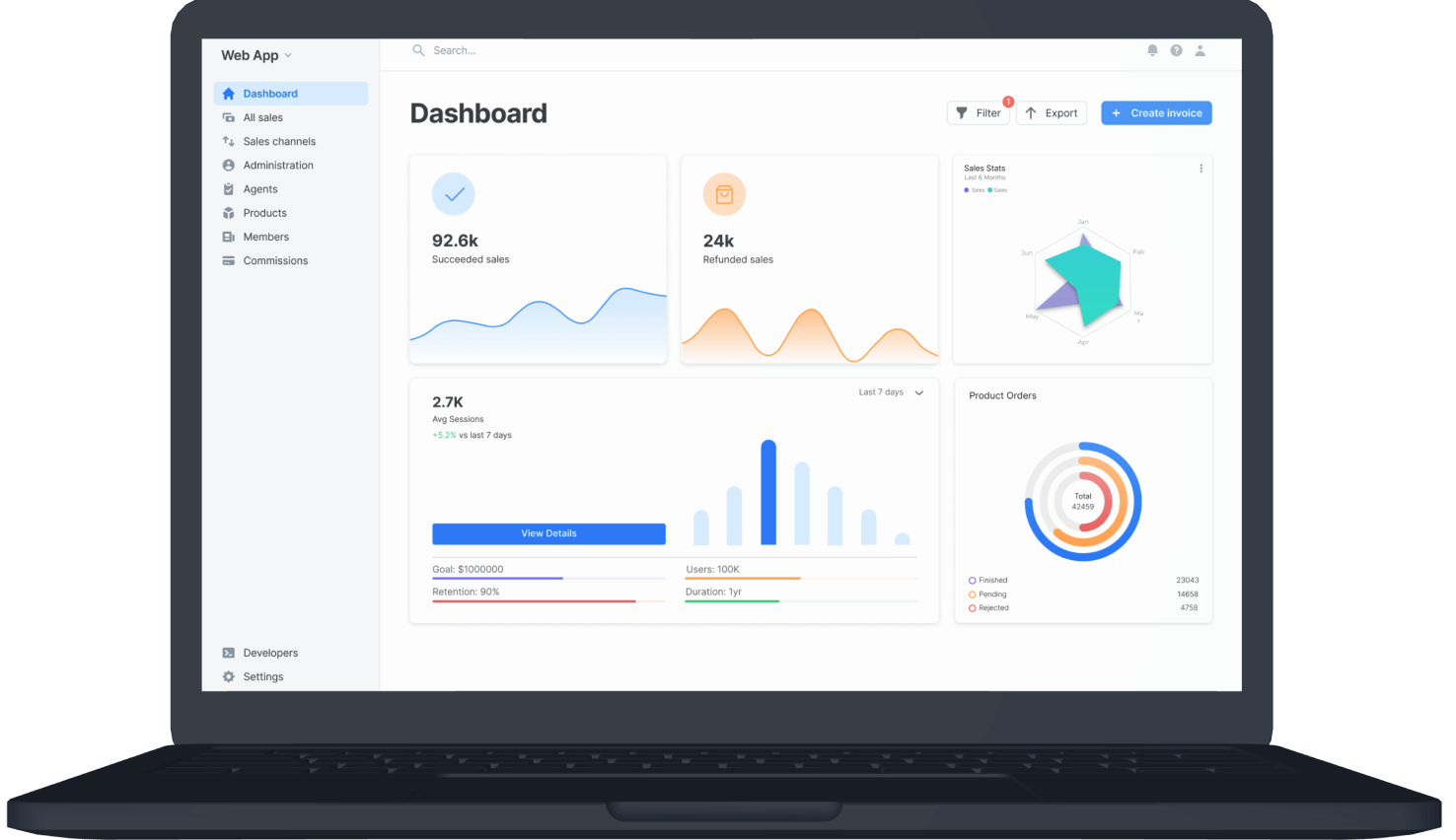 Insurance web app dashboard
