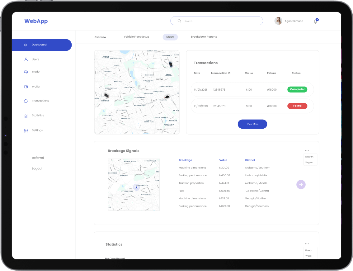Fleet management dashboard