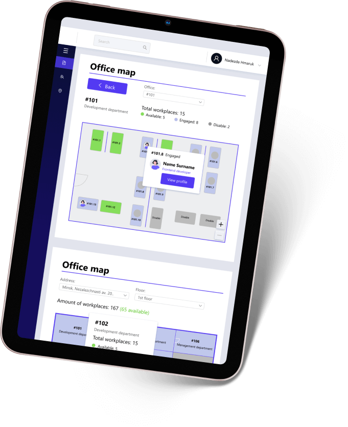 Reman office map on a tablet
