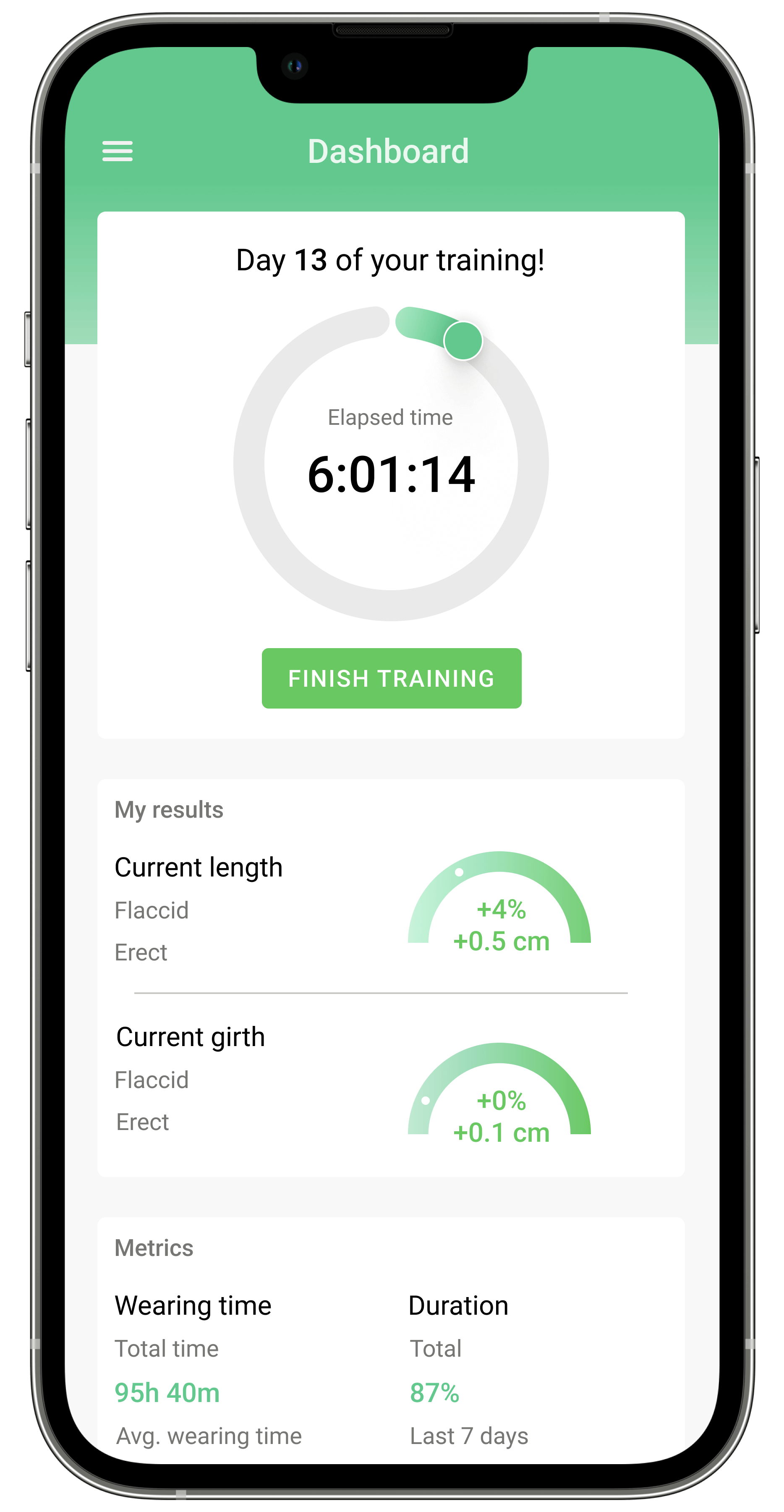 Men’s health mobile app screens